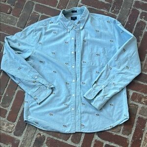 J. Crew Slim Oxford Embroidered Dog Button Down size XL